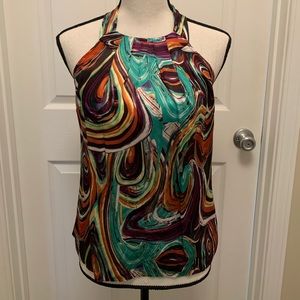 Multicolored silk halter top